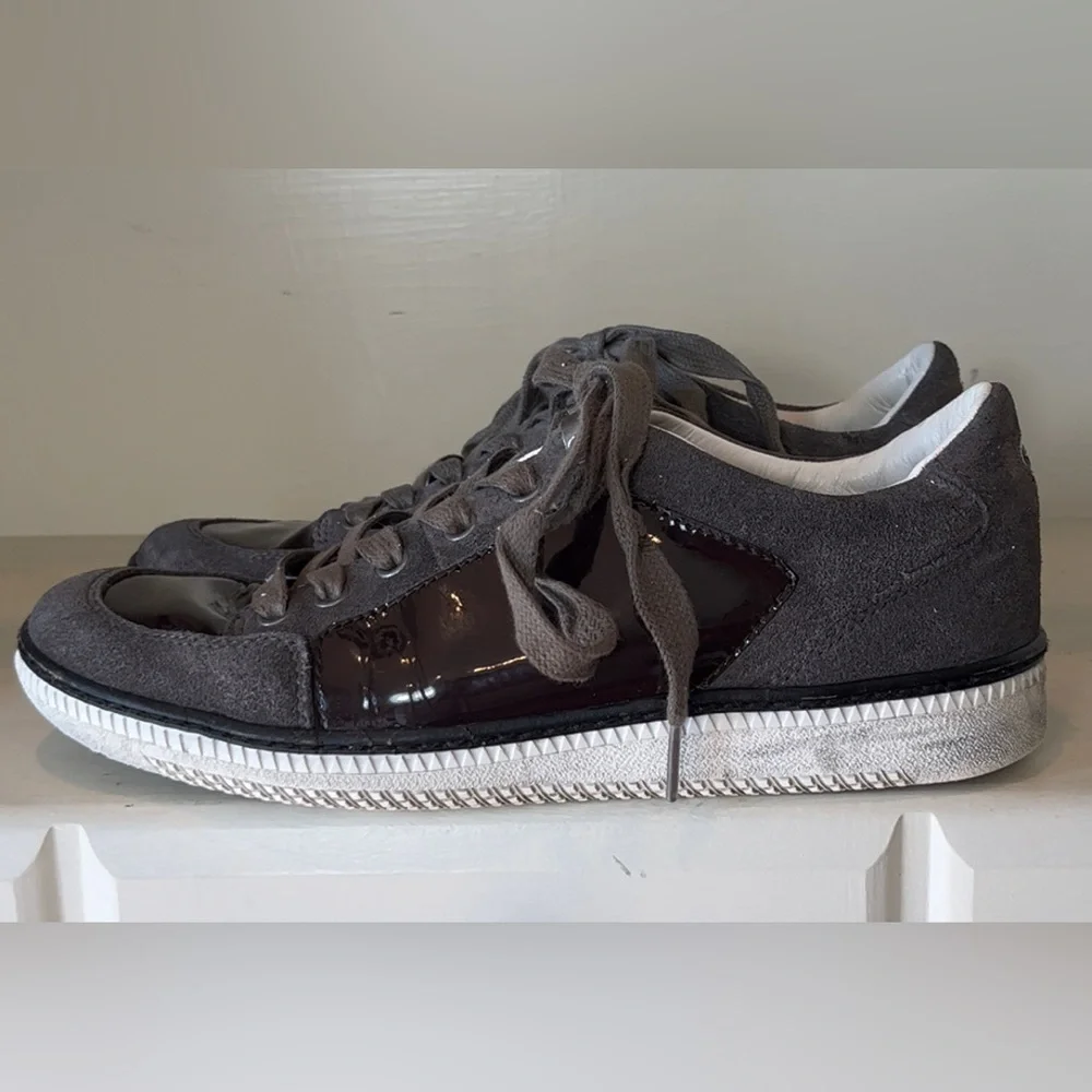 Emporio Armani Men’s Suede/Patent Leather Sneakers Size 6